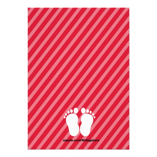 Red Striped Mustache Baby Shower Invitation