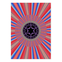 Red Striped Sunburst Fractal Business Card Templates