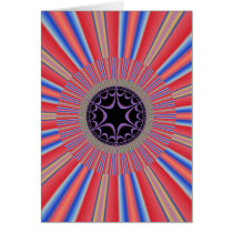Red Striped Sunburst Fractal Cards