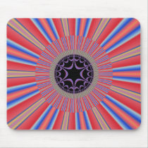 Red Striped Sunburst Fractal Mouse Pads