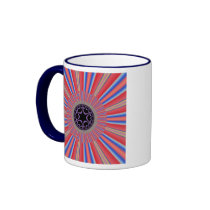 Red Striped Sunburst Fractal Coffee Mug
