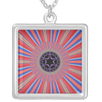 Red Striped Sunburst Fractal Necklaces