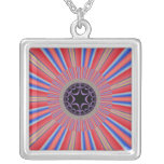 Red Striped Sunburst Fractal Necklaces