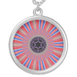 Red Striped Sunburst Fractal Pendant