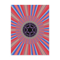 Red Striped Sunburst Fractal Postcard