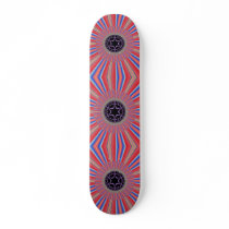 Red Striped Sunburst Fractal Custom Skate Board