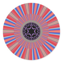 Red Striped Sunburst Fractal Stickers