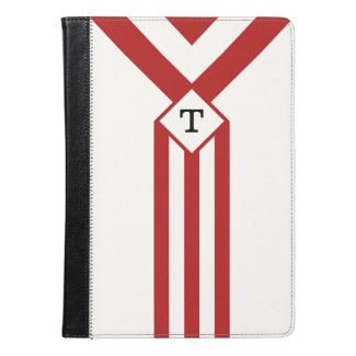 Red Stripes and Chevrons with Monogram on White