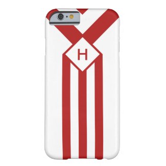 Red Stripes and Chevrons with Monogram on White Barely There iPhone 6 Case