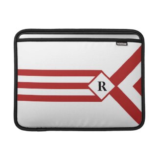 Red Stripes and Chevrons with Monogram on White MacBook Air Sleeve