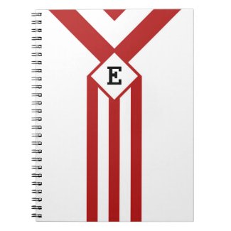 Red Stripes and Chevrons with Monogram on White Note Books