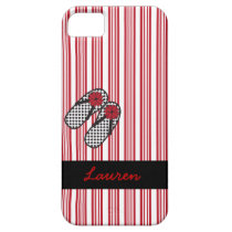 Red Stripes & Black Polka Dot Floral Flip Flops iPhone 5 Cover