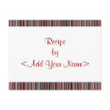 Red Stripes Recipe Cards 4 x 6 postcard