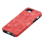 Red Suede Leather Look Embossed Flowers iPhone 5 Cover