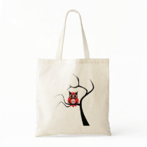 Red Sugar Skull Owl in Tree Bag