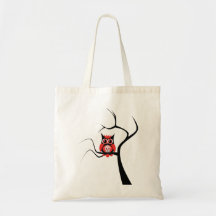 Red Sugar Skull Owl in Tree Bag
