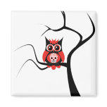 Red Sugar Skull Owl in Tree Magnet magnets