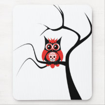 Red Sugar Skull Owl in Tree Mousepad