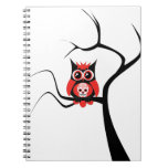 Red Sugar Skull Owl in Tree Notebook