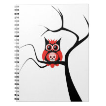 Red Sugar Skull Owl in Tree Notebook