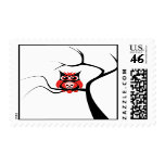 Red Sugar Skull Owl in Tree Postage