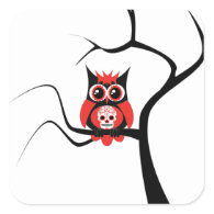 Red Sugar Skull Owl in Tree Sticker