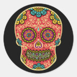 Red Sugar Skull Round Sticker