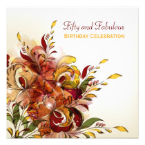 Red Summer Floral 50th Birthday Invitation invitations
