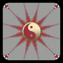 Red Sun Golden Yin Yang Sticker stickers
