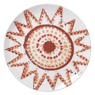 Red Sun in Lights Grunge Cutout plate