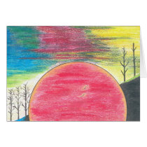 Red Sun Sinking Greeting Cards
