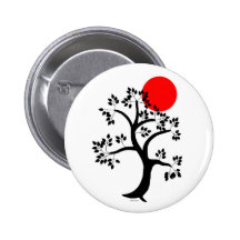 Red Sun Tree Button