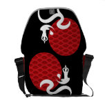 Red Sun Yoga Silhouette White Om Vector Art Bag rickshaw messenger bags