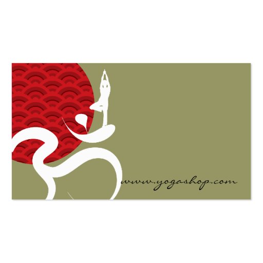 Red Sun Yoga Spiritual Indian Meditate Om Ohm Logo Business Card Templates (back side)