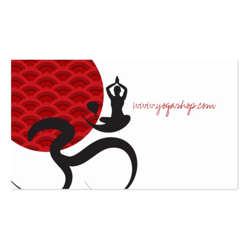 Red Sun Yoga Spiritual Indian Meditate Om Ohm Logo Business Card Templates (back side)