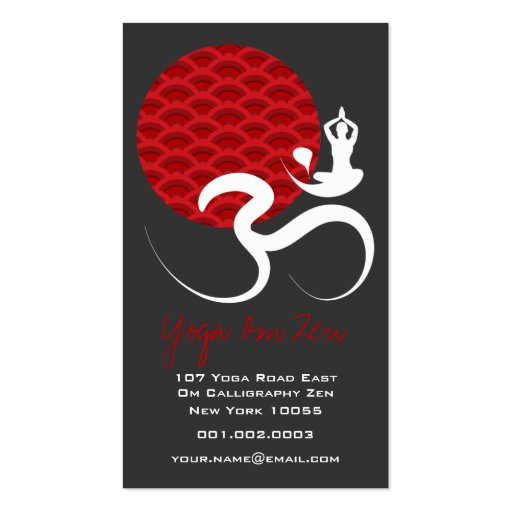 Red Sun Yoga Spiritual Indian Meditate Om Ohm Logo Business Card Templates