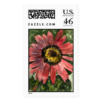 Red Sunflower 05 Custom Postage Stamps by lillyarts