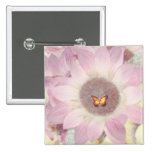Red Sunflower Butterfly Button