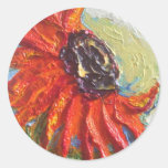 Red Sunflower Round Stickers