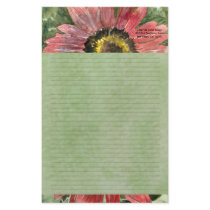 Red Sunflower Watercolor Personalized Stationary Stationery