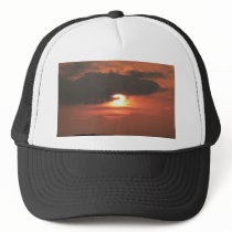 Red Sunset On Sky hats
