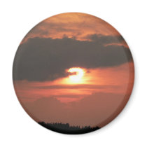 Red Sunset On Sky magnets