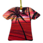 Red Sunset Palms Aloha shirt Christmas ornament ornaments