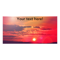 Red sunset photo card template