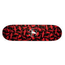 Red - Surfer Collage design on black background Skate Board Deck
