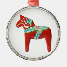 Red Swedish Dala Horse Christmas Ornaments