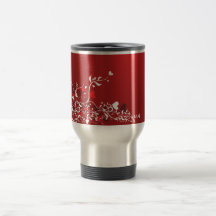 RED SWIRL HEART FLORAL DESIGN GRAPHICS backgrounds Coffee Mugs