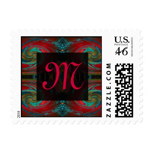 red swirl monogram stamp