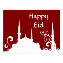 Red Swirl Mosque Ramadan/Eid Banner/Streamer postcards