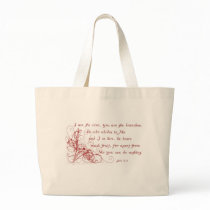 Red Swirl on Navy Tote bags